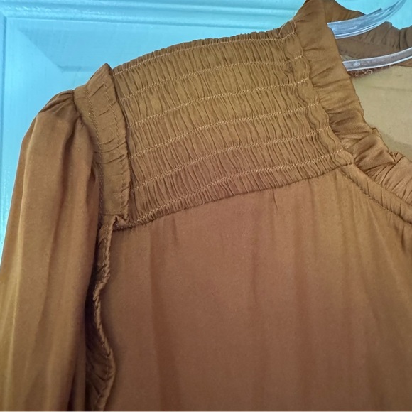 Silky Ruffled Rusty Brown Blouse Small - Picture 6 of 6